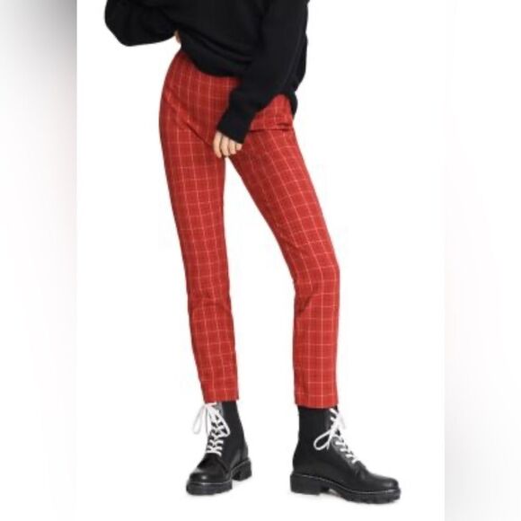 rag & bone Grunge Simone Plaid High-Waisted Ankle Pants. 6 - Picture 1 of 8